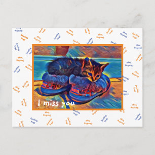 Cartão Postal SINTO SUA FALTA DE "enviar abraços"