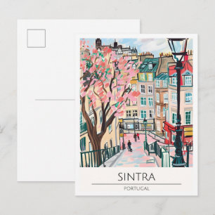 Cartão Postal Sintra Portugal Ilustração de Arte Vintage Viagem