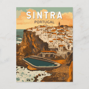 Cartão Postal Sintra Portugal Ilustração Viagem Art Vintage