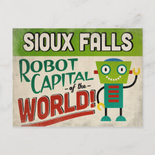 Cartão Postal Sioux Falls South Dakota Robot - Funny Vintage