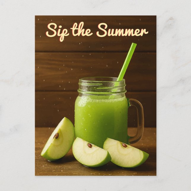 Cartão Postal Sip the Summer - Sumo de Maçã Verde e Fruta fresca (Frente)