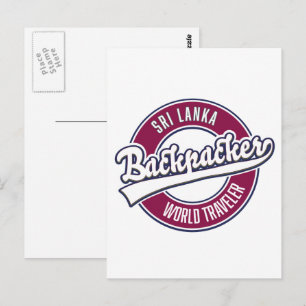 Cartão Postal Sir backpacker viajante mundial logotipo retrô