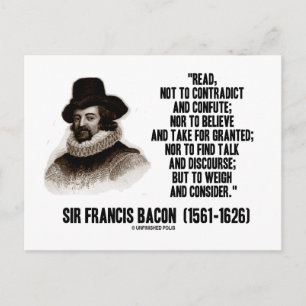 Cartão Postal Sir Francis Bacon Lê Para Pesar E Considerar Citaç