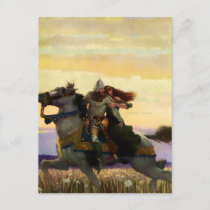 Cartão Postal Sir Lancelot foge com Guinevere por NC Wyeth