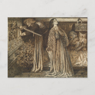 Cartão Postal Sir Launcelot na Câmara da Rainha Dante Rossetti