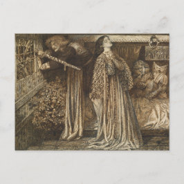 Cartão Postal Sir Launcelot na Câmara da Rainha Dante Rossetti