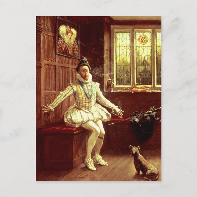 Cartão Postal Sir Walter Raleigh é o primeiro fumante (Frente)