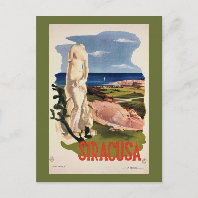Cartão Postal Siracusa Syracuse Itália vintage viagem italiano (Frente)