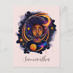Cartão Postal Sistema Solar Afro Mulher