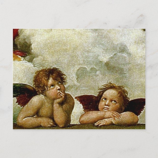 Cartão Postal "Sistine Madonna" (cerca de 1513) de Rafael (Detal (Frente)