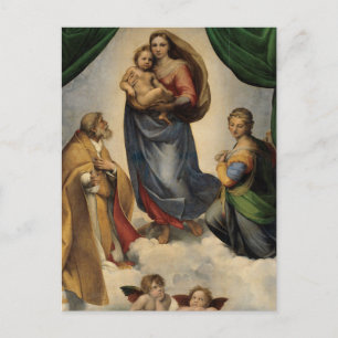 Cartão Postal Sistine Madonna por Cartaz Raphael