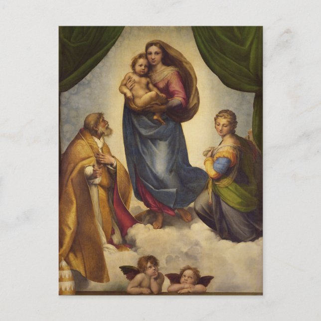 Cartão Postal Sistine Madonna por Rapahel (Frente)
