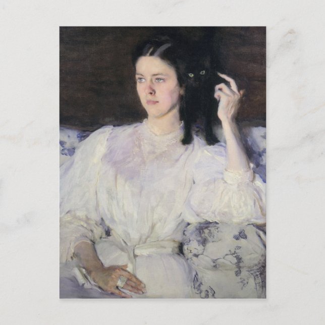 Cartão Postal Sita e Sarita, ou Young Girl com um gato (Frente)