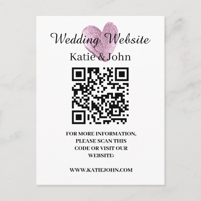 Cartão Postal Site de Casamento Adicionar Nome Texto Código QR M (Frente)