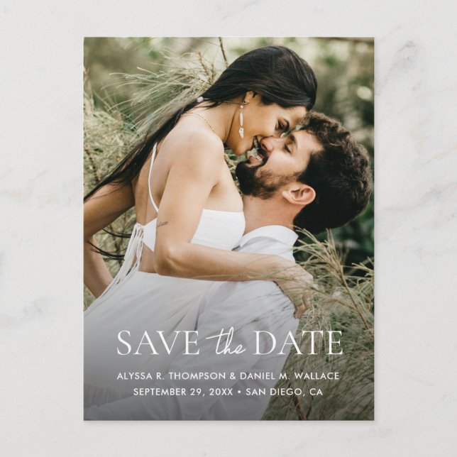 Cartão Postal Site de casamento moderno com código QR e uma foto (Frente)