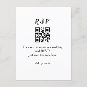 Cartão Postal Site de casamento rsvp q r código adicionar nome t
