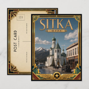 Cartão Postal Sitka Alasca Arte Deco Vintage Antigo P