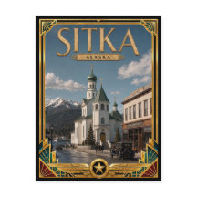 Sitka Alasca Arte Deco Vintage Antigo P