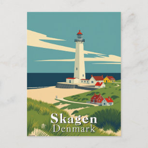 Cartão Postal Skagen, Dinamarca Arte Retro Farol
