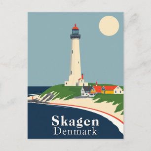 Cartão Postal Skagen, Dinamarca Arte Retro Praia