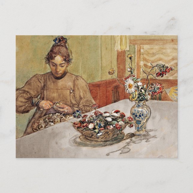 Cartão Postal Skalande Applen descascando maçãs (Frente)