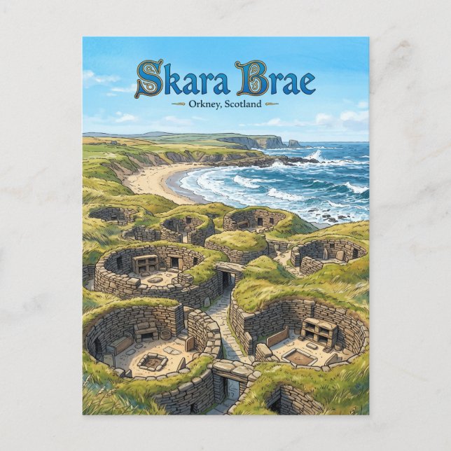 Cartão Postal Skara Brae Escócia (Frente)