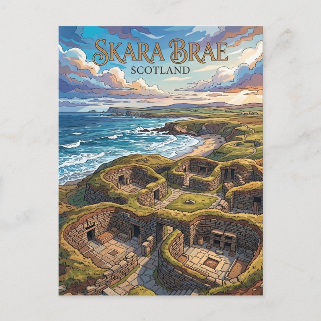 Cartão Postal Skara Brae Escócia (Frente)