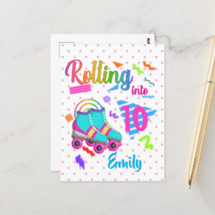 Cartão Postal Skate Aniversário Rolando Para Uma Garota De Anive