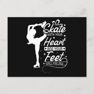 Cartão Postal Skate Com Seu Coração, patinação no gelo