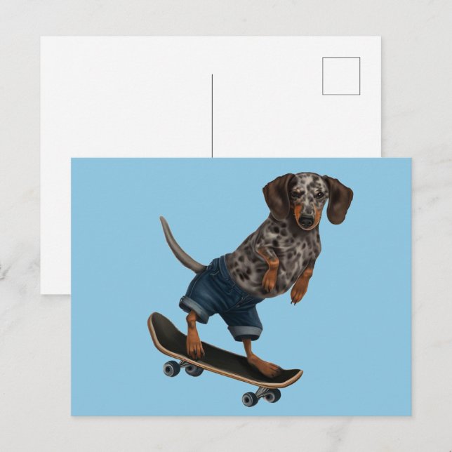 Cartão Postal Skate Dachshund (Frente/Verso)