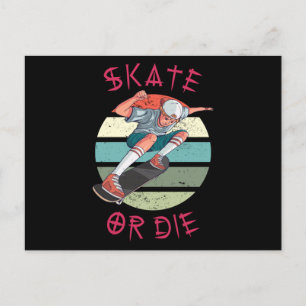 Cartão Postal Skate ou morrer Skateboarder Boy