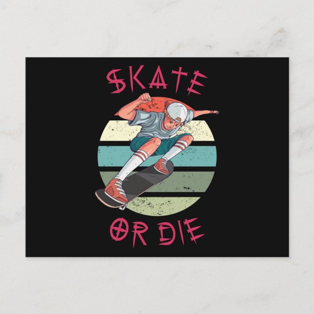 Cartão Postal Skate ou morrer Skateboarder Boy (Frente)