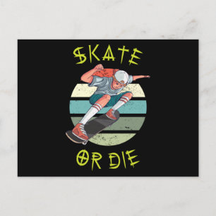 Cartão Postal Skate ou morrer Skateboarder Boy