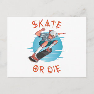 Cartão Postal Skate ou morrer Skateboarder Boy