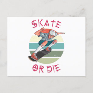 Cartão Postal Skate ou morrer Skateboarder Boy