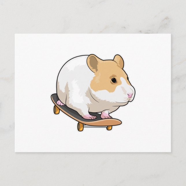 Cartão Postal Skateboard de Hamster Patinador (Frente)
