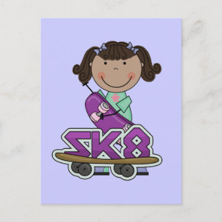 Cartão Postal SKATEBOARDER - Camisetas Africanos de Menina Ameri