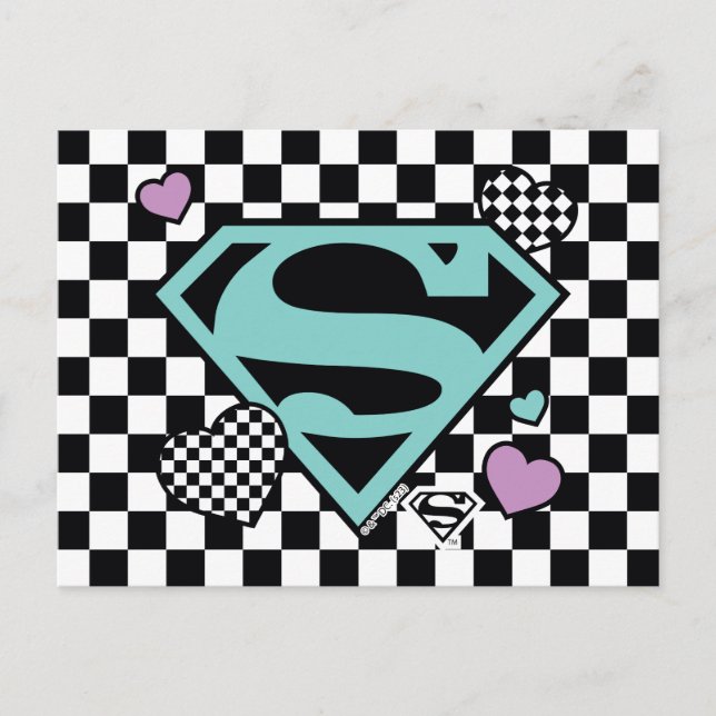 Cartão Postal Skater Girl Supergirl Hearts-Shield (Frente)