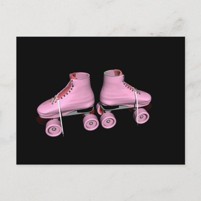 Cartão Postal Skates com cilindro rosa quente (Frente)
