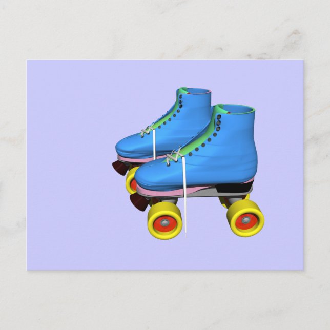 Cartão Postal skates de rolo azul (Frente)