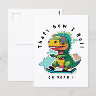 Cartão Postal Skating do Dinossauro do Bebê É assim que eu rol