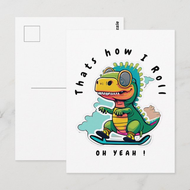 Cartão Postal Skating do Dinossauro do Bebê | É assim que eu rol (Frente/Verso)