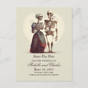 Cartão Postal Skeleton Casal Salve O Anúncio De Data
