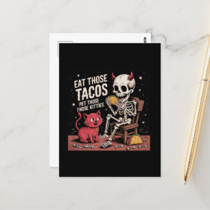 Cartão Postal Skeleton come aqueles Tacos Pet Aqueles Gatinhos B