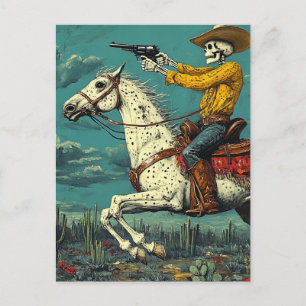 Cartão Postal Skeleton Cowboy num Cavalo Appaloosa