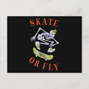 Cartão Postal Skeleton de skate ou mosca