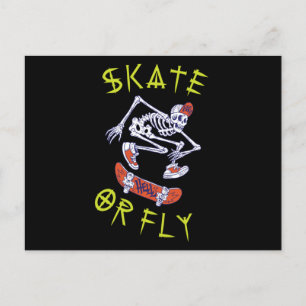 Cartão Postal Skeleton de skate ou mosca