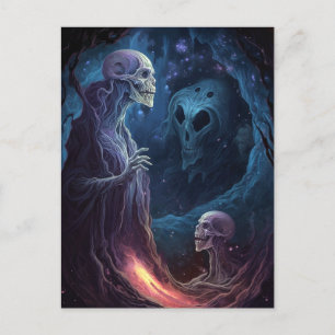 Cartão Postal Skeleton morto cria arte horrorosa