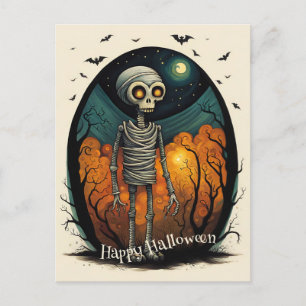 Cartão Postal Skeleton Mummy Halloween