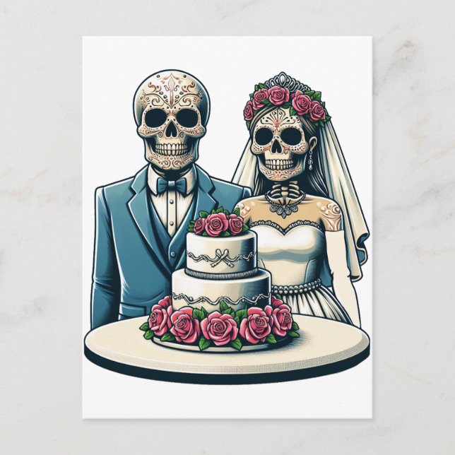 Cartão Postal Skeleton Noiva e dia de casamento de morto (Frente)